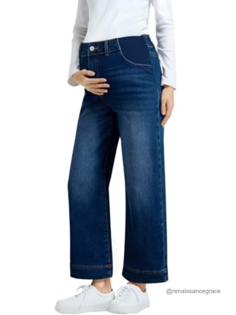 Maternity Jeans High Waisted Wide Leg Pregnancy Pants Stretch